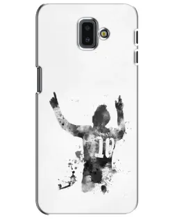 Чохол для Samsung Galaxy J6 Plus 2018 (J610) з картинкою «Чорно-білий силует Мессі»