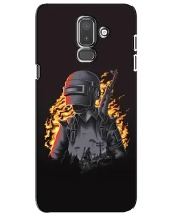 Чехол для Samsung Galaxy J8 2018 (J810) с картинкой «PUBG — огненный силуэт»