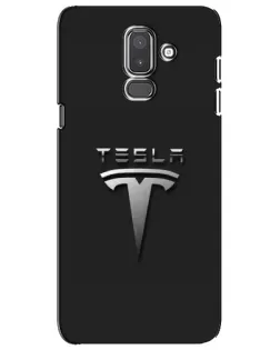 Чехол для Samsung Galaxy J8 2018 (J810) с картинкой «Стальной логотип Tesla»