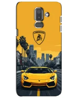 Чехол для Samsung Galaxy J8 2018 (J810) с картинкой «Желтый Lamborghini город»