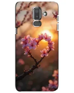 Чехол для Samsung Galaxy J8 2018 (J810) с картинкой «Розовый цвет сердце на фоне заката»