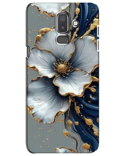 Чехол для Samsung Galaxy J8 2018 (J810) с картинкой «Белый цветок и золотой флюид»