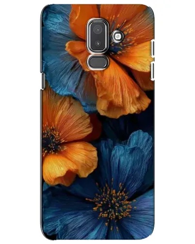 Чехол для Samsung Galaxy J8 2018 (J810) с картинкой «Яркая сине-оранжевая флора»