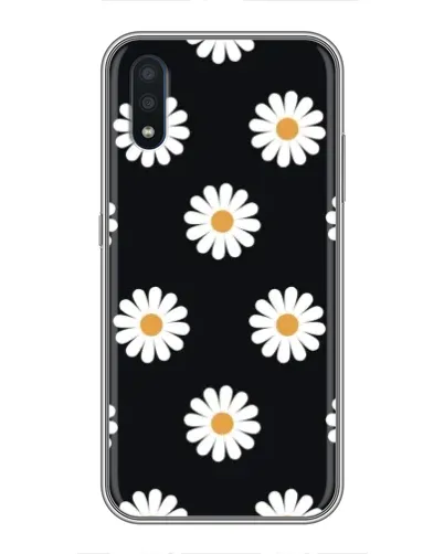 Чехол для Samsung Galaxy M01 (M015) с картинкой «Ромашки на черном»