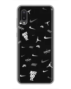 Чохол для Samsung Galaxy M02 (M022) з картинкою «Nike Black Pattern»