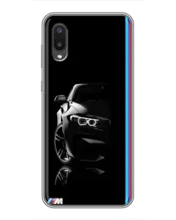 Чехол для Samsung Galaxy M02 (M022) с картинкой «Силуэт BMW в темноте»