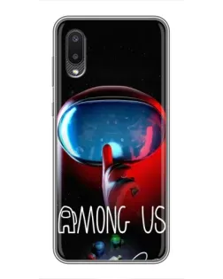 Чехол для Samsung Galaxy M02 (M022) с картинкой «Красный импостер — макро»