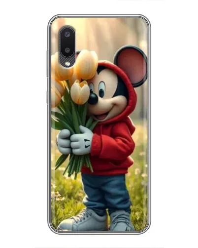 Чохол для Samsung Galaxy M02 (M022) з картинкою «Міккі з тюльпанами»