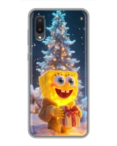 Чехол для Samsung Galaxy M02 (M022) с картинкой «Рождественский Спанч Боб»