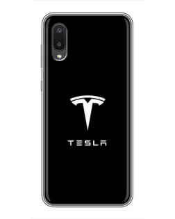 Чехол для Samsung Galaxy M02 (M022) с картинкой «Tesla White Logo»