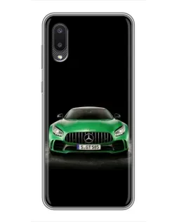 Чехол для Samsung Galaxy M02 (M022) с картинкой «Mercedes — неоновый лого»