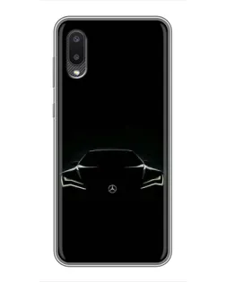 Чехол для Samsung Galaxy M02 (M022) с картинкой «Mercedes — силуэт авто»