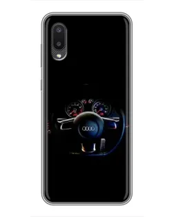 Чехол для Samsung Galaxy M02 (M022) с картинкой «Салон Audi — руль»