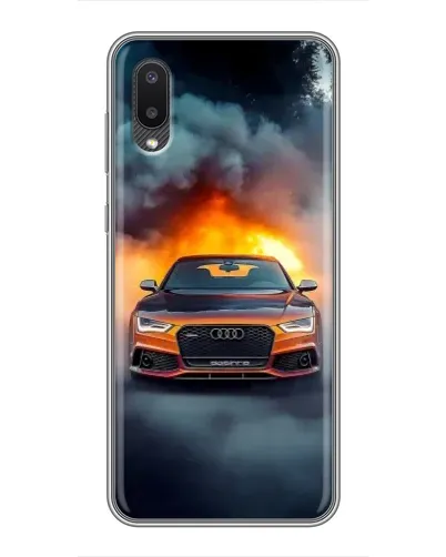 Чехол для Samsung Galaxy M02 (M022) с картинкой «Audi в огненном дыму»