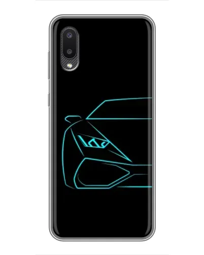 Чохол для Samsung Galaxy M02 (M022) з картинкою «Блакитний силует Lamborghini»