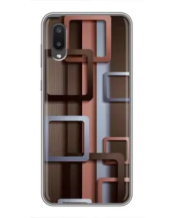 Чехол для Samsung Galaxy M02 (M022) с картинкой «Коричневые объемные квадраты»