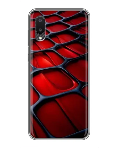Чехол для Samsung Galaxy M02 (M022) с картинкой «Красная глянцевая сетка»
