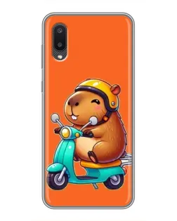 Чехол для Samsung Galaxy M02 (M022) с картинкой «Капибара на скутере»