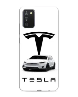 Чехол для Samsung Galaxy M02s с картинкой «Tesla White Style»