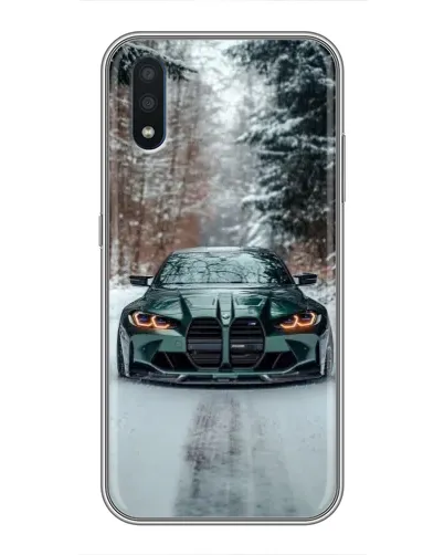 Чохол для Samsung Galaxy M10 (M105) з картинкою «BMW у зимовому лісі»