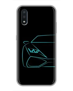 Чохол для Samsung Galaxy M10 (M105) з картинкою «Блакитний силует Lamborghini»