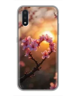 Чохол для Samsung Galaxy M10 (M105) з картинкою «Рожевий цвіт  сердечко на тлі заходу»