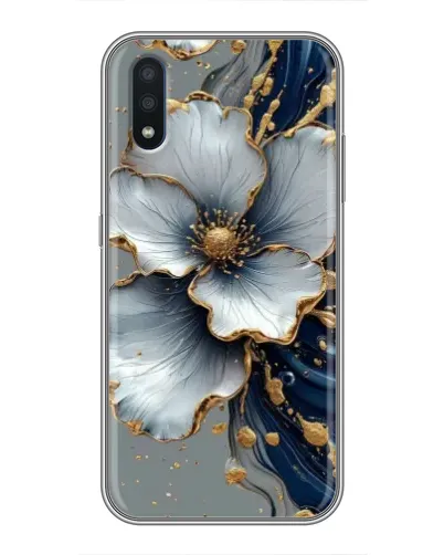 Чохол для Samsung Galaxy M10 (M105) з картинкою «Біла квітка та золотий флюїд»
