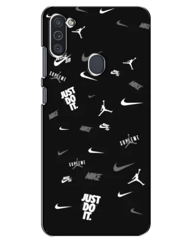 Чохол для Samsung Galaxy M11 з картинкою «Nike Black Pattern»