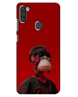 Чехол для Samsung Galaxy M11 с картинкой «Bored Ape в красном»