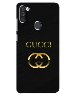 Чохол для Samsung Galaxy M11 з картинкою «Золотий логотип Gucci»