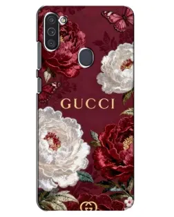 Чехол для Samsung Galaxy M11 с картинкой «Gucci — бордовые розы»