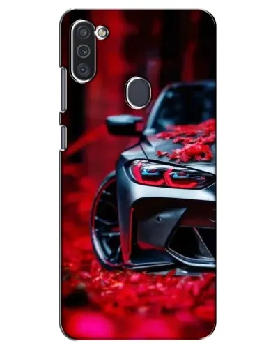 Чехол для Samsung Galaxy M11 с картинкой «Спортивная BMW и цветы»