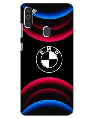 Чехол для Samsung Galaxy M11 с картинкой «Логотип BMW и неоновые дуги»
