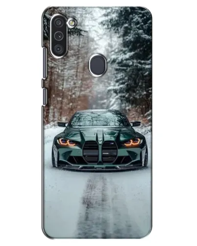 Чехол для Samsung Galaxy M11 с картинкой «BMW в зимнем лесу»