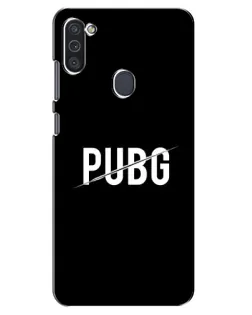 Чохол для Samsung Galaxy M11 з картинкою «PUBG — білий логотип»