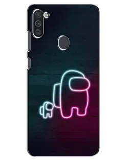 Чехол для Samsung Galaxy M11 с картинкой «Among Us неон-арт»