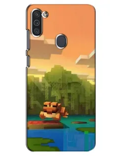 Чохол для Samsung Galaxy M11 з картинкою «Майнкрафт захід сонця»