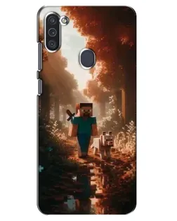 Чехол для Samsung Galaxy M11 с картинкой «Стив в лесу»