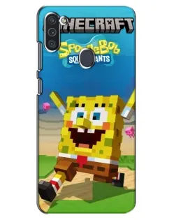 Чохол для Samsung Galaxy M11 з картинкою «Губка Боб Minecraft»