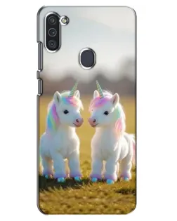 Чехол для Samsung Galaxy M11 с картинкой «Пара единорогов»