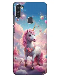 Чехол для Samsung Galaxy M11 с картинкой «Единорог среди облаков»