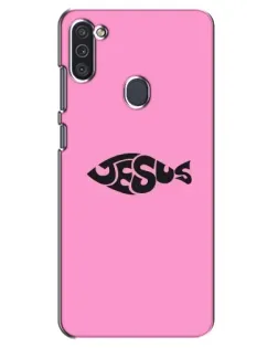 Чехол для Samsung Galaxy M11 с картинкой «Розовый символ  Jesus»