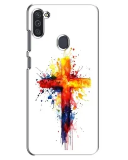 Чехол для Samsung Galaxy M11 с картинкой «Акварельный крест»