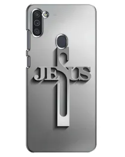 Чехол для Samsung Galaxy M11 с картинкой «Металлический крест Jesus»