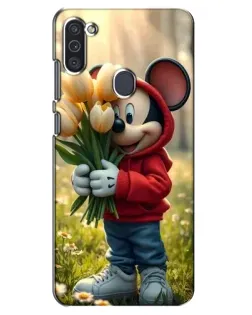 Чехол для Samsung Galaxy M11 с картинкой «Микки с тюльпанами» Чехол для Samsung Galaxy M11 с картинкой «Микки с тюльпанами»