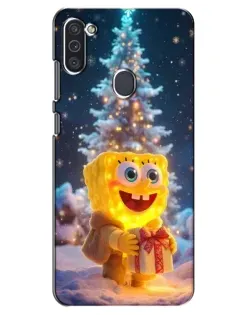 Чехол для Samsung Galaxy M11 с картинкой «Рождественский Спанч Боб»