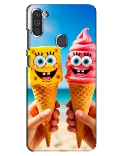 Чехол для Samsung Galaxy M11 с картинкой «Спанч Боб мороженое»