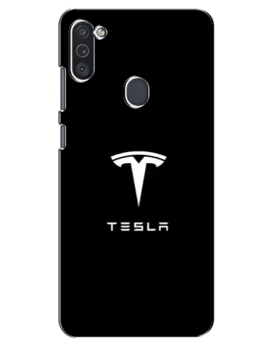 Чехол для Samsung Galaxy M11 с картинкой «Tesla White Logo»