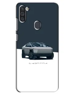 Чехол для Samsung Galaxy M11 с картинкой «Серебристый Cybertruck Tesla»