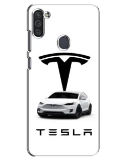 Чехол для Samsung Galaxy M11 с картинкой «Tesla White Style»
